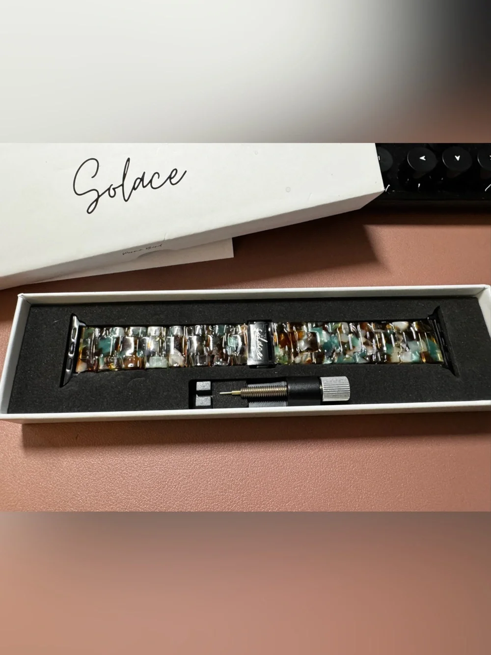 Solace Apple Watch Band Resin Stone Look Multicolor Teal Brown White 42/44/45mm
